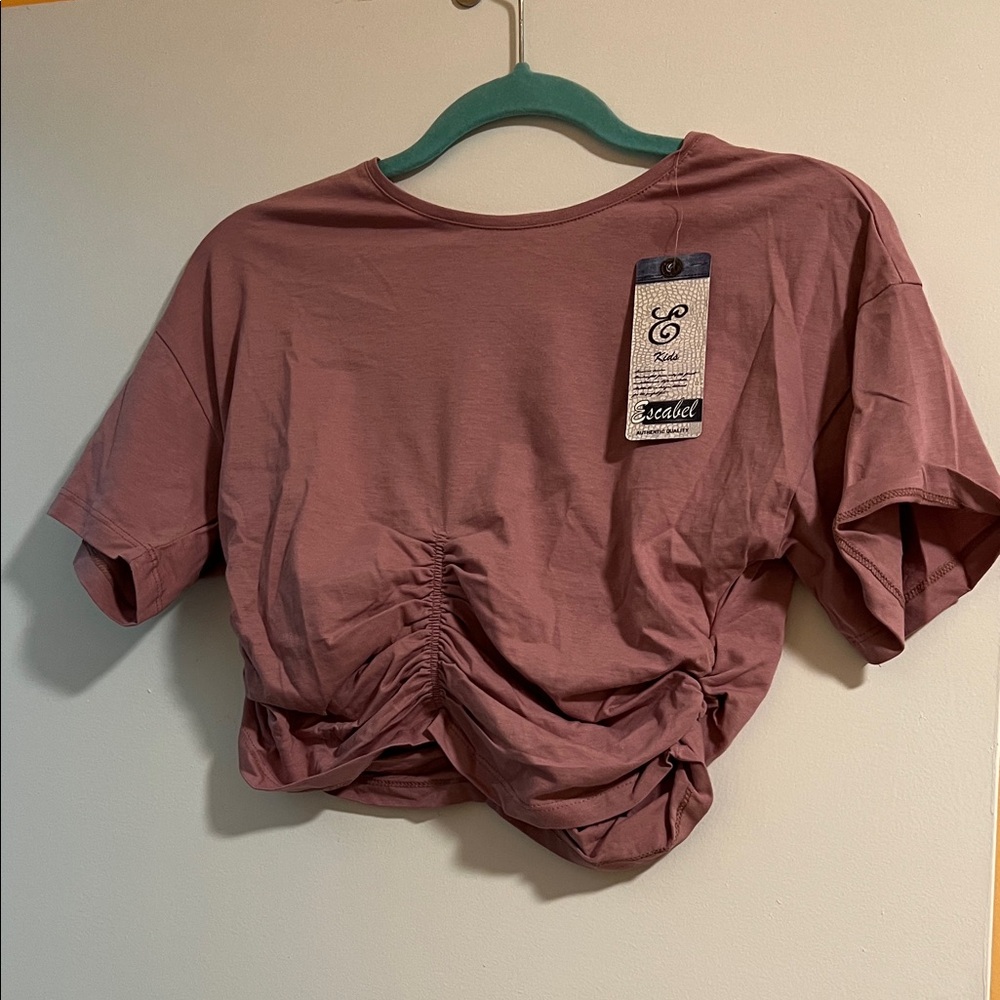 Easel Dusty Pink Ruched Crop Top